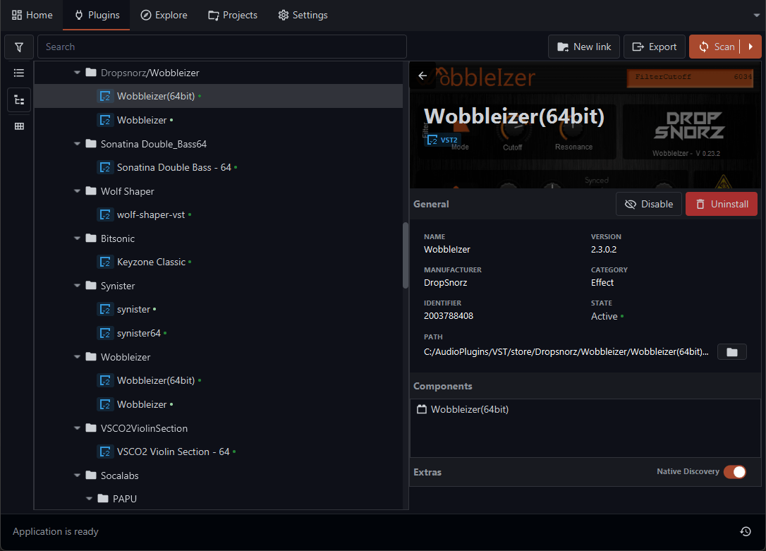 OwlPlug interface showing the installed plugins library view